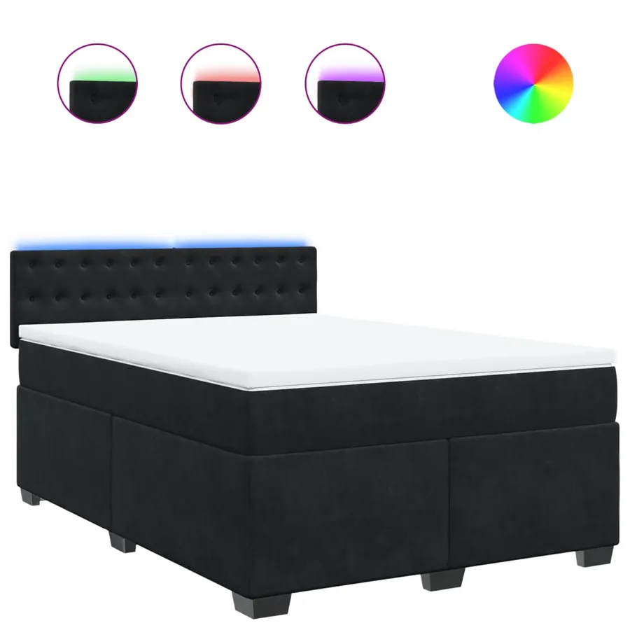 Sommier à lattes de lit avec matelas Noir 140x190 cm Velours - 2