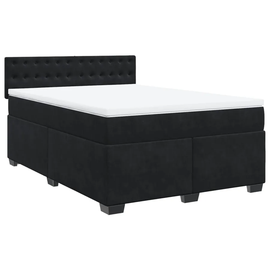 Sommier à lattes de lit avec matelas Noir 140x190 cm Velours - 3