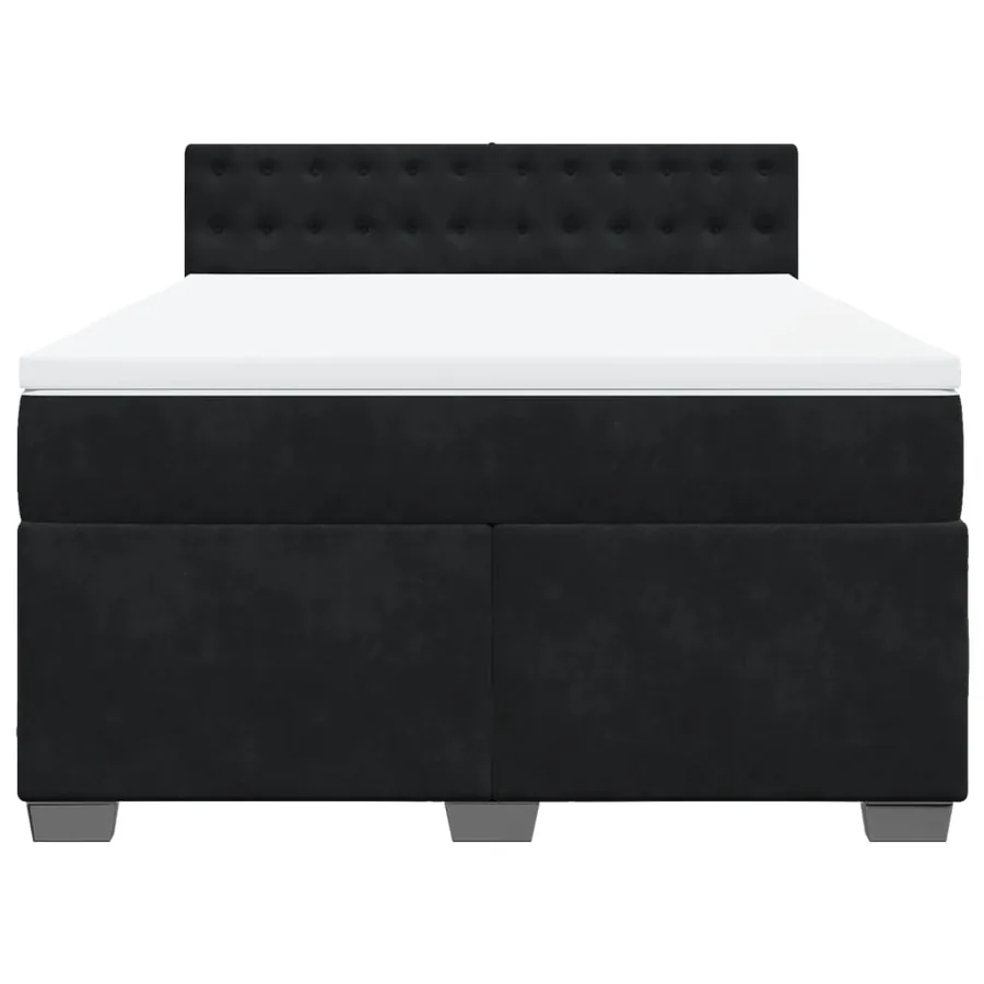 Sommier à lattes de lit avec matelas Noir 140x190 cm Velours - 6