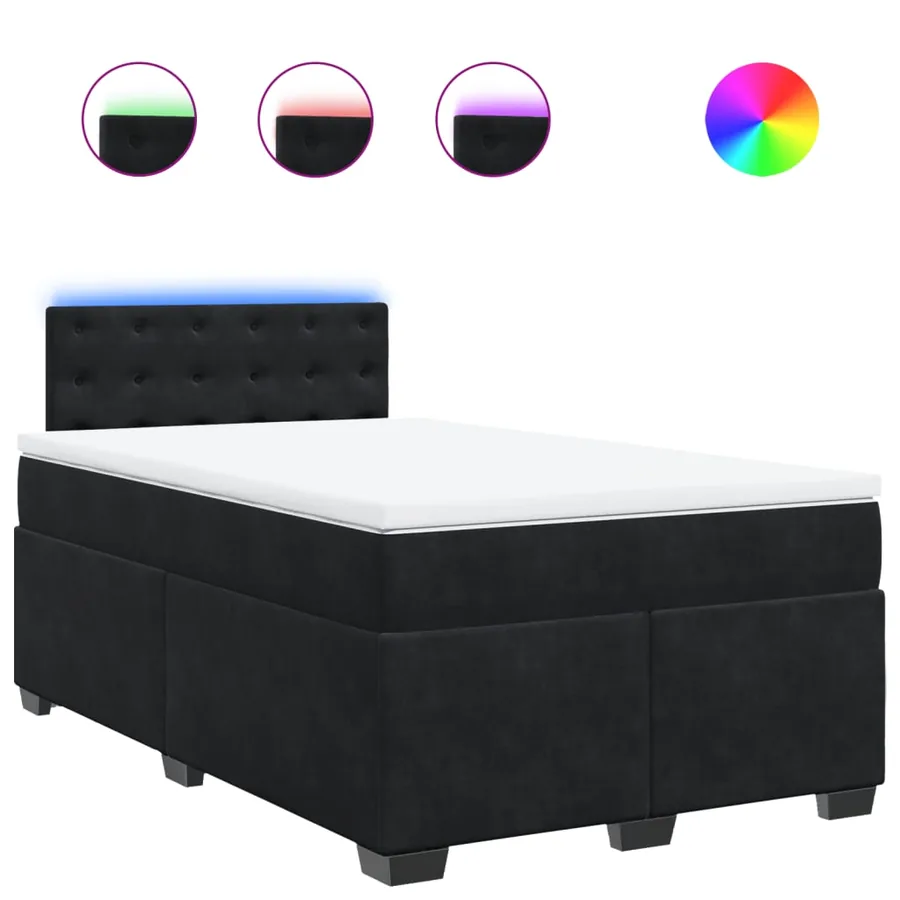 Sommier à lattes de lit avec matelas noir 120x190 cm velours - 2