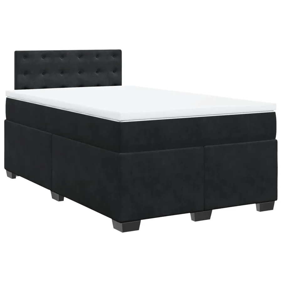 Sommier à lattes de lit avec matelas noir 120x190 cm velours - 3