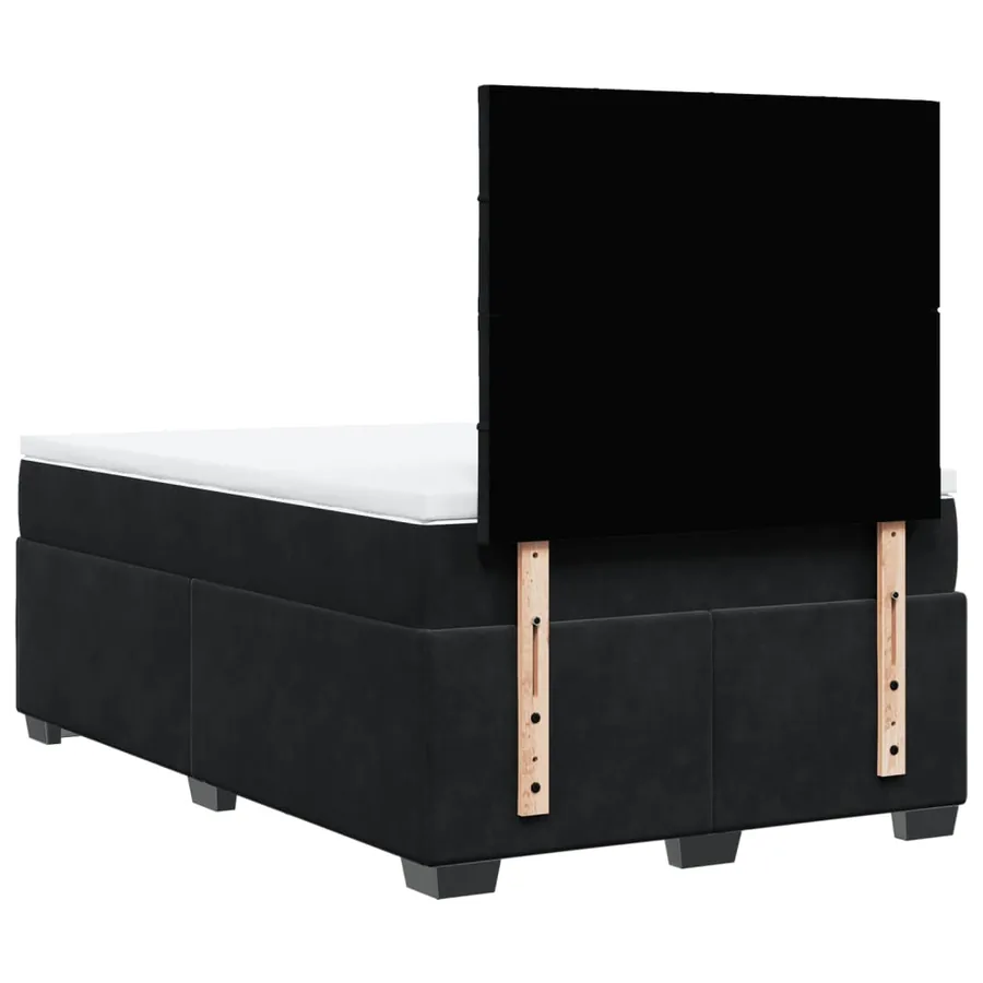 Sommier à lattes de lit avec matelas noir 120x190 cm velours - 12