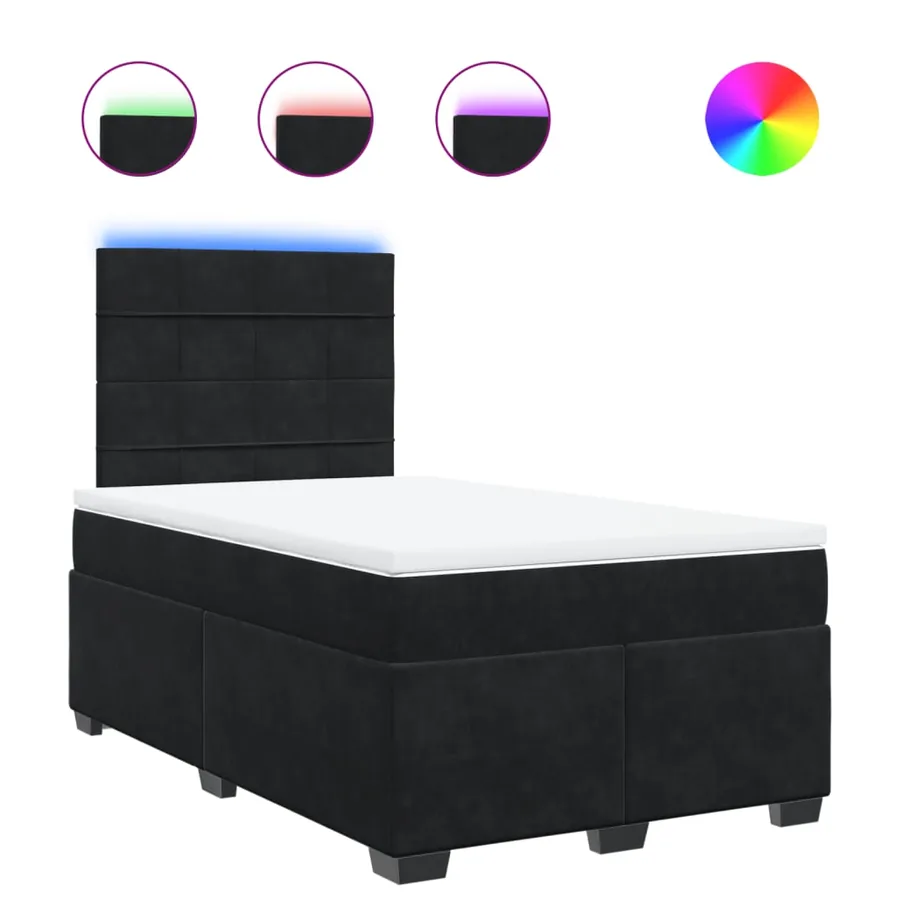Sommier à lattes de lit avec matelas noir 120x190 cm velours - 2