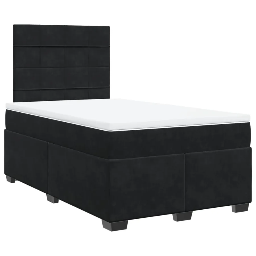 Sommier à lattes de lit avec matelas noir 120x190 cm velours - 3