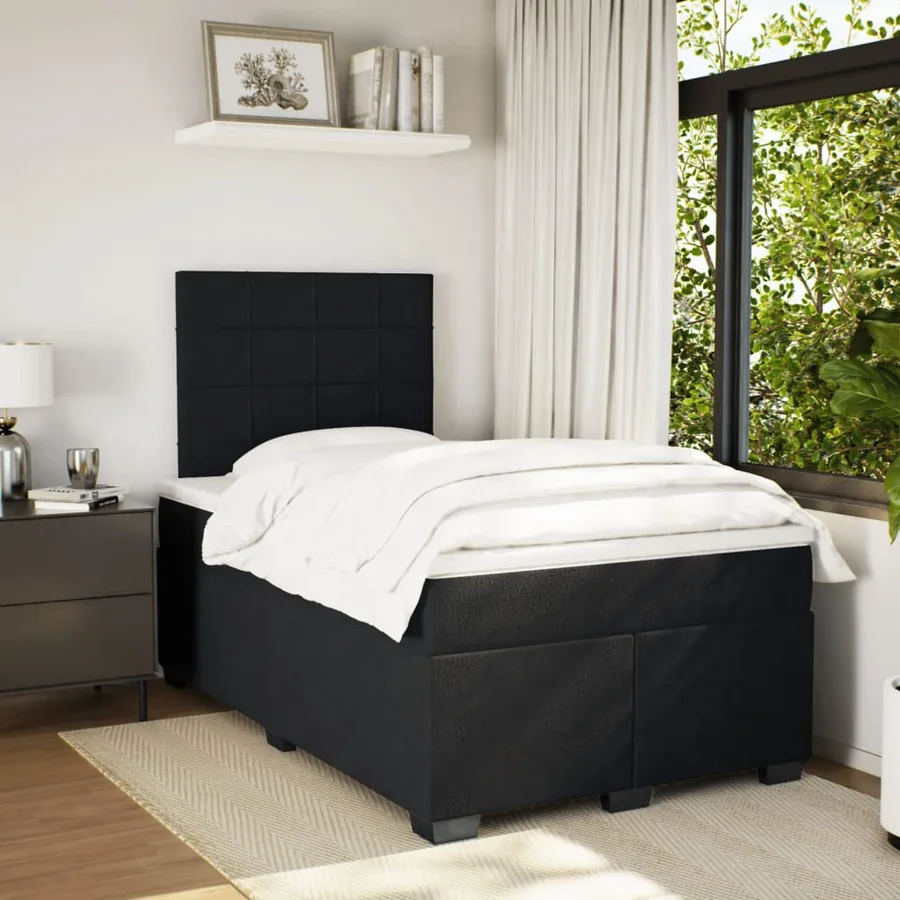 Sommier à lattes de lit avec matelas noir 120x190 cm velours - 4