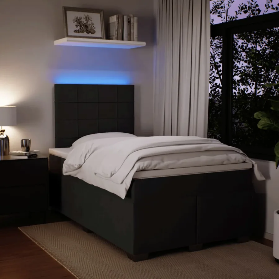 Sommier à lattes de lit avec matelas noir 120x190 cm velours - 5