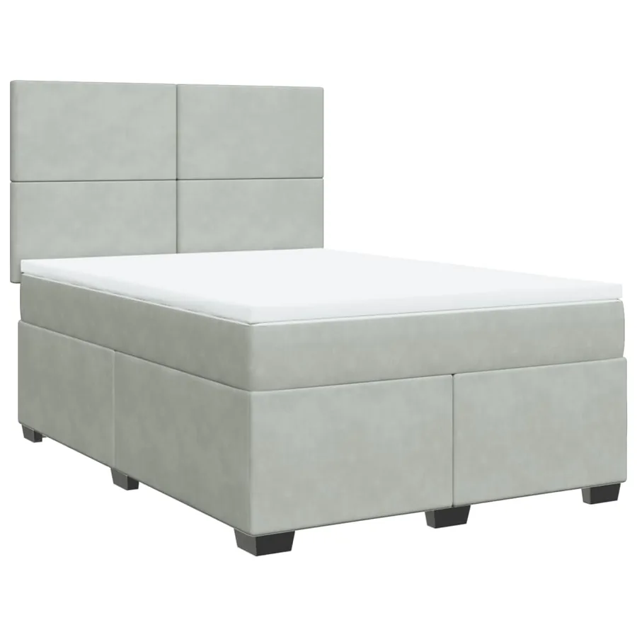 Sommier à lattes de lit et matelas Gris clair 140x190cm Velours - 2