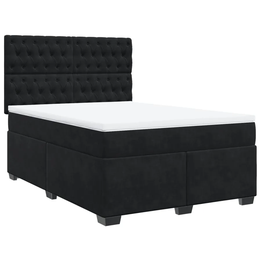Sommier à lattes de lit avec matelas Noir 140x190 cm Velours - 2