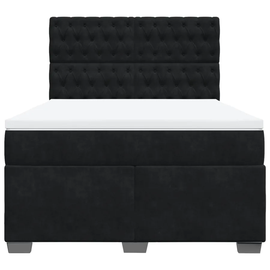 Sommier à lattes de lit avec matelas Noir 140x190 cm Velours - 4