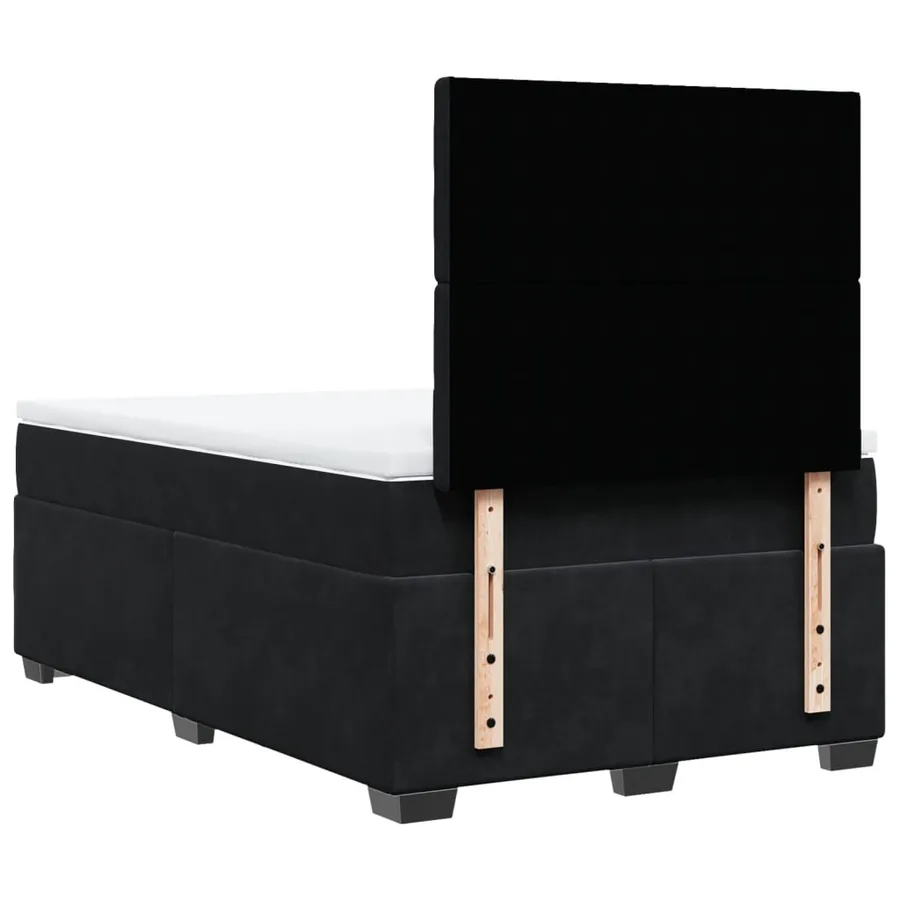 Sommier à lattes de lit avec matelas noir 120x190 cm velours - 10