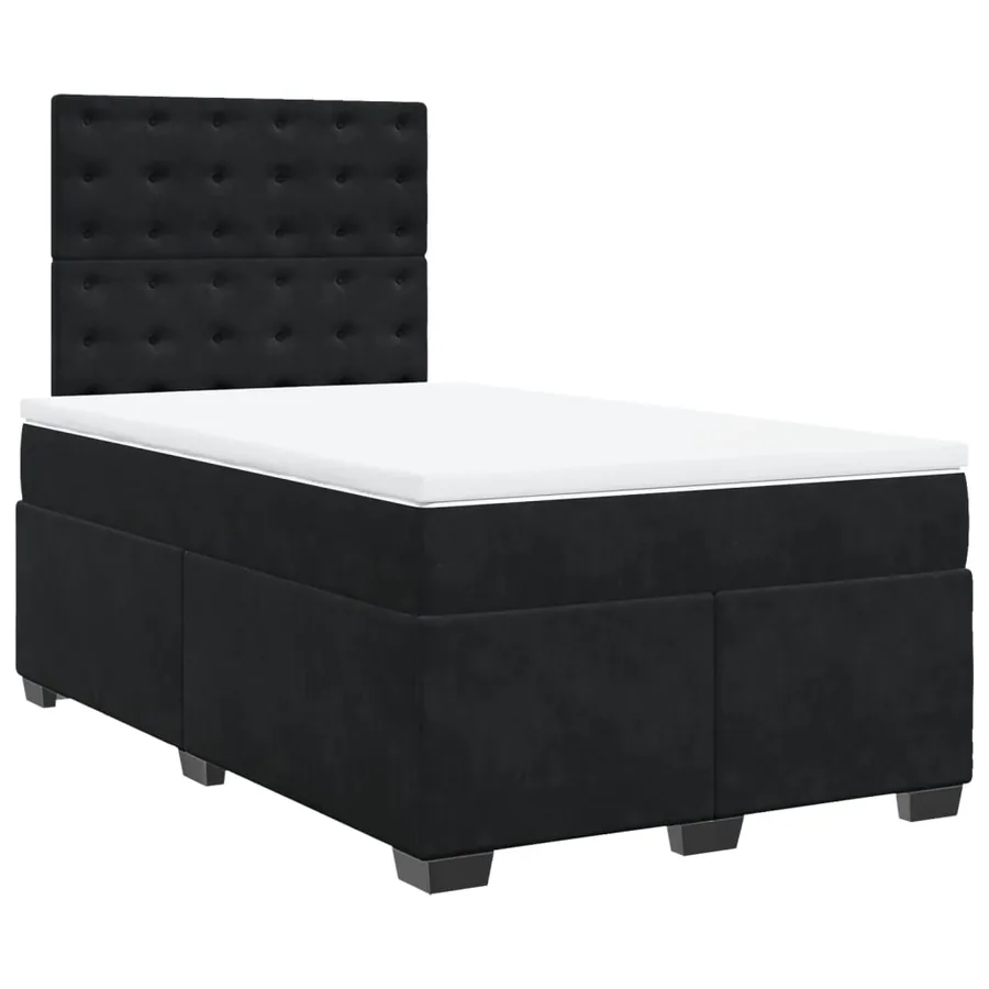 Sommier à lattes de lit avec matelas noir 120x190 cm velours - 2