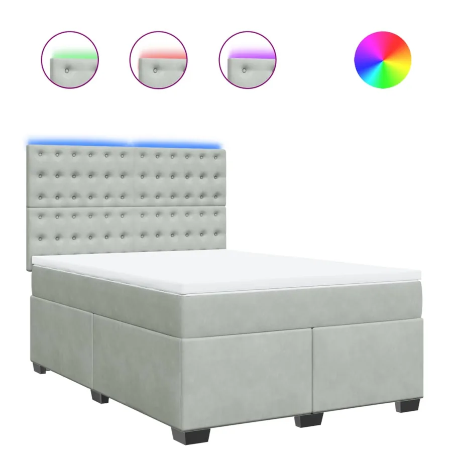Sommier à lattes de lit et matelas Gris clair 140x190cm Velours - 2