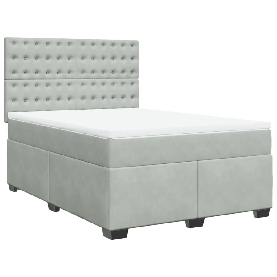 Sommier à lattes de lit et matelas Gris clair 140x190cm Velours - 3
