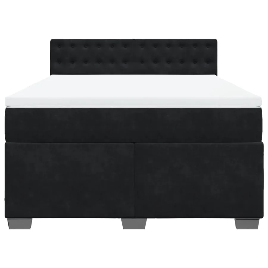 Sommier à lattes de lit avec matelas Noir 140x190 cm Velours - 4