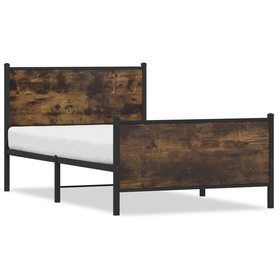Cadre de lit en métal sans matelas chêne fumé 100x200 cm - 2
