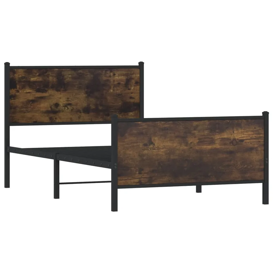 Cadre de lit en métal sans matelas chêne fumé 100x200 cm - 3