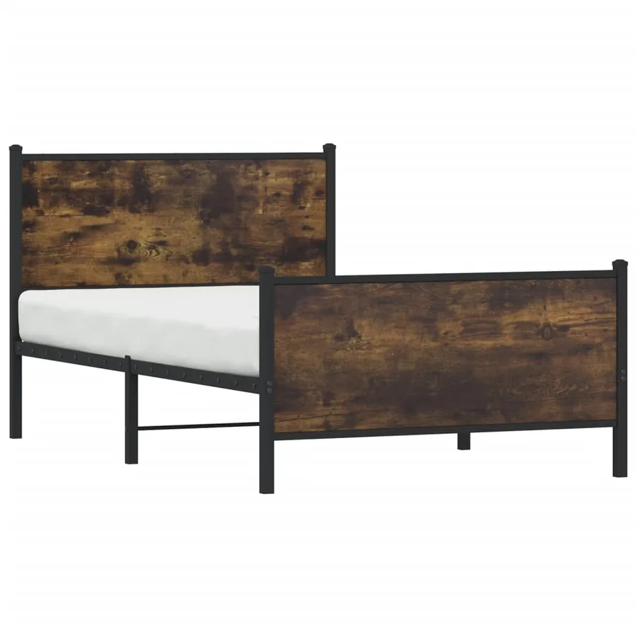 Cadre de lit en métal sans matelas chêne fumé 100x200 cm - 4
