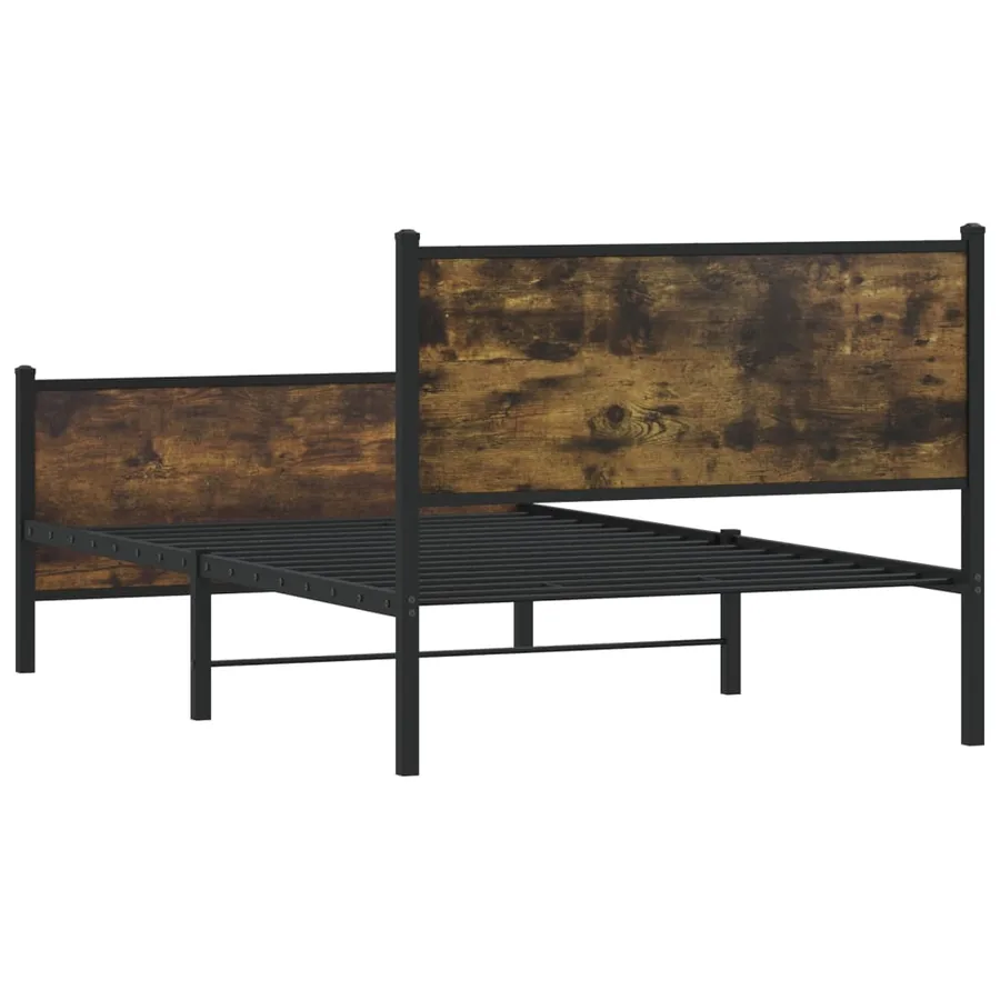 Cadre de lit en métal sans matelas chêne fumé 100x200 cm - 7