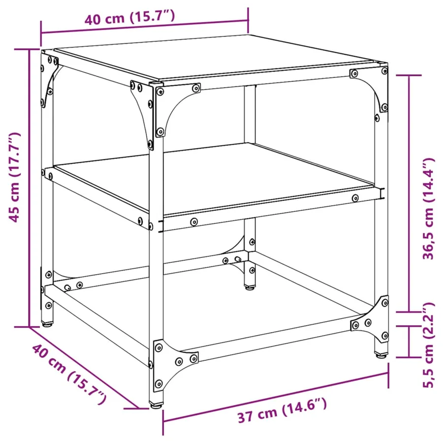 Tables basses avec dessus en verre transparent 2 pcs acier - 10