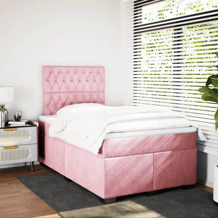 Sommier à lattes de lit avec matelas Rose 120x200 cm Velours - 3