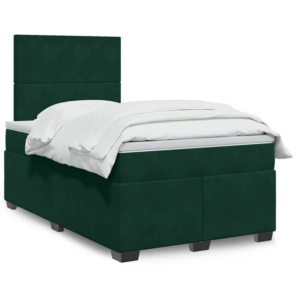 Sommier à lattes de lit et matelas Vert foncé 120x200cm Velours