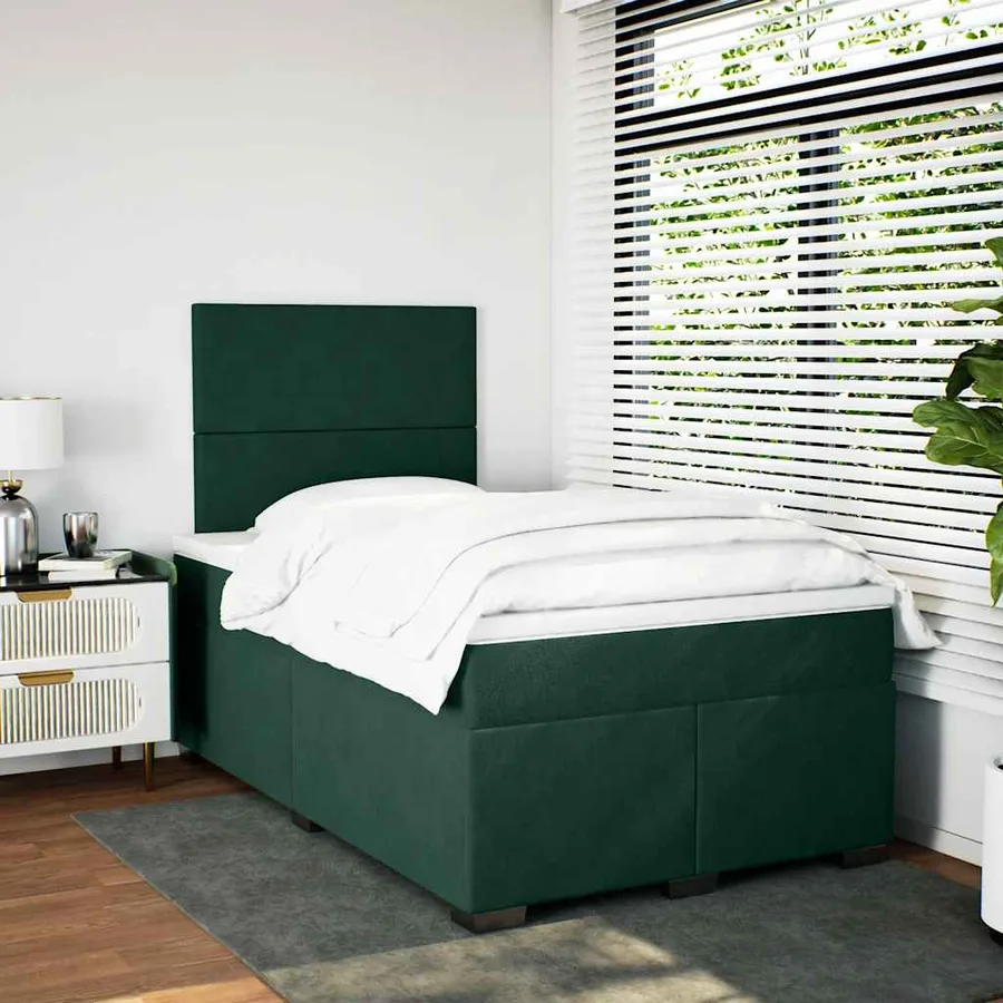 Sommier à lattes de lit et matelas Vert foncé 120x200cm Velours - 3