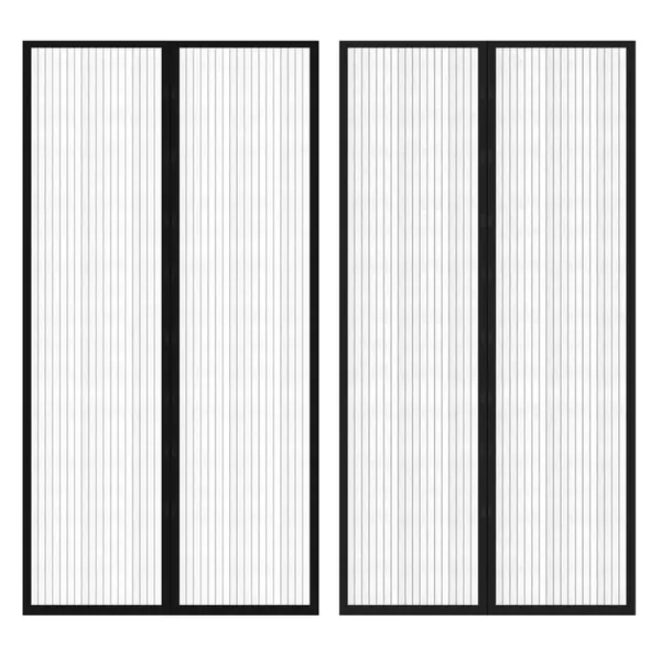 Rideau de porte contre insectes 210x100cm 2 pcs magnétique noir