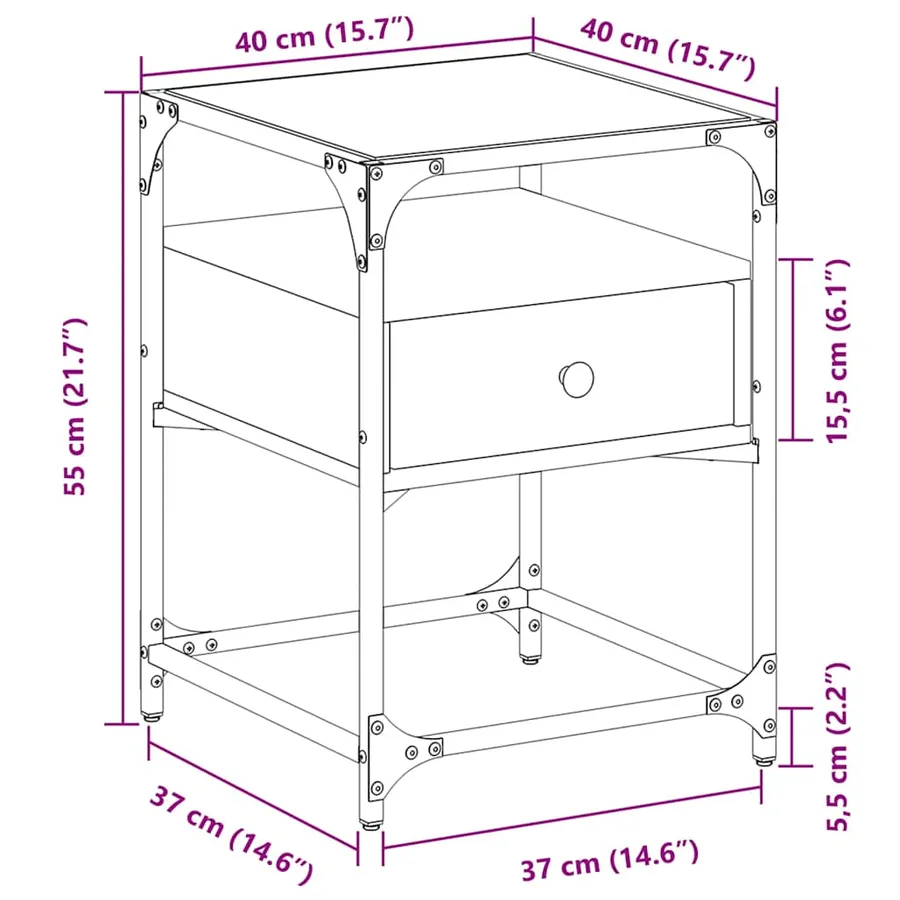 Table de chevet chêne sonoma 40x40x55 cm bois d’ingénierie - 11