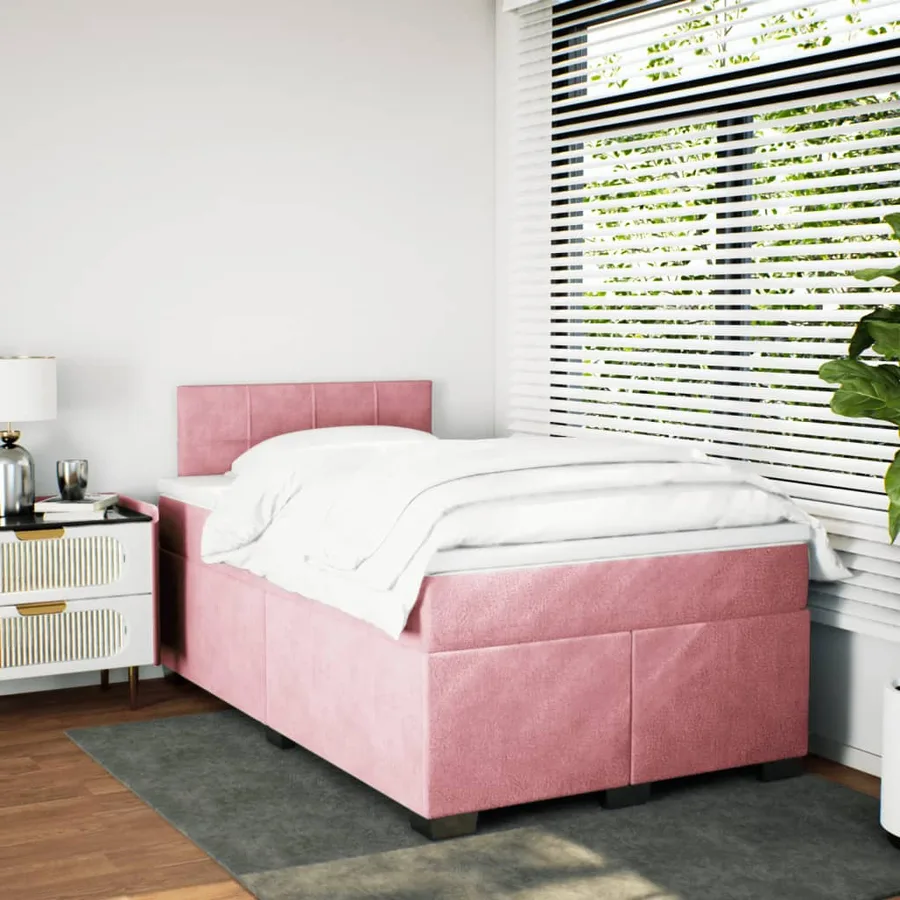 Sommier à lattes de lit avec matelas Rose 120x200 cm Velours - 4
