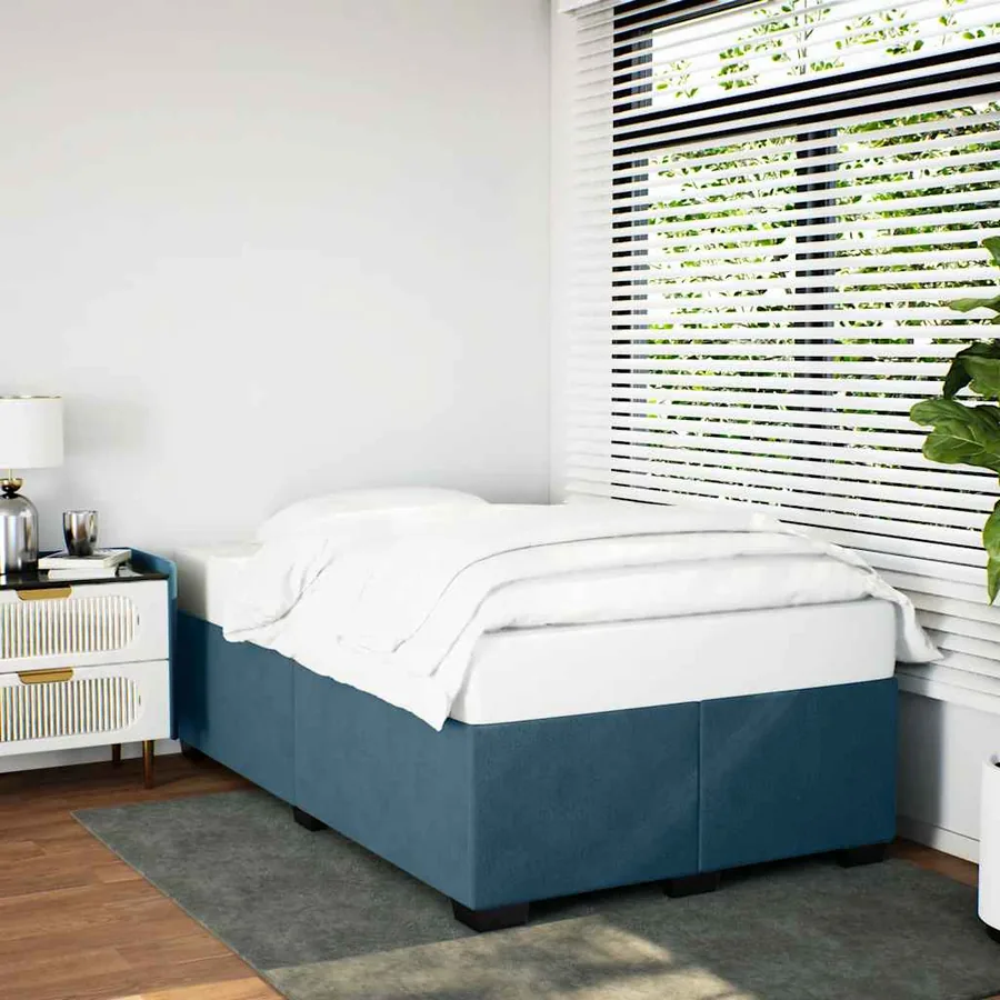 Cadre de lit sans matelas bleu 120x200 cm velours