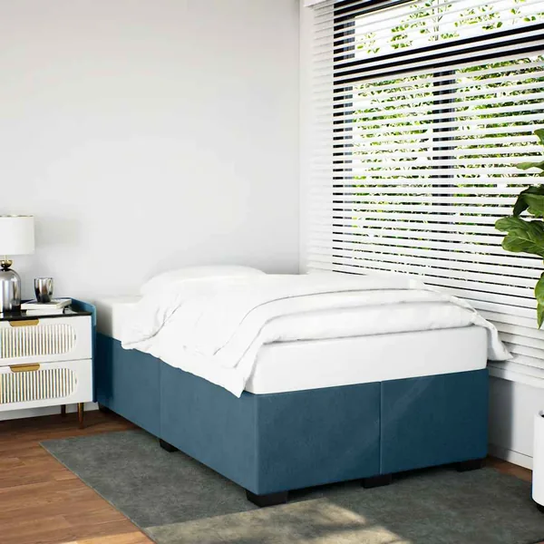 Cadre de lit sans matelas bleu 120x200 cm velours