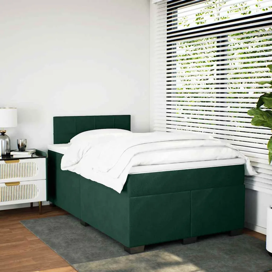 Sommier à lattes de lit et matelas Vert foncé 120x200cm Velours - 4