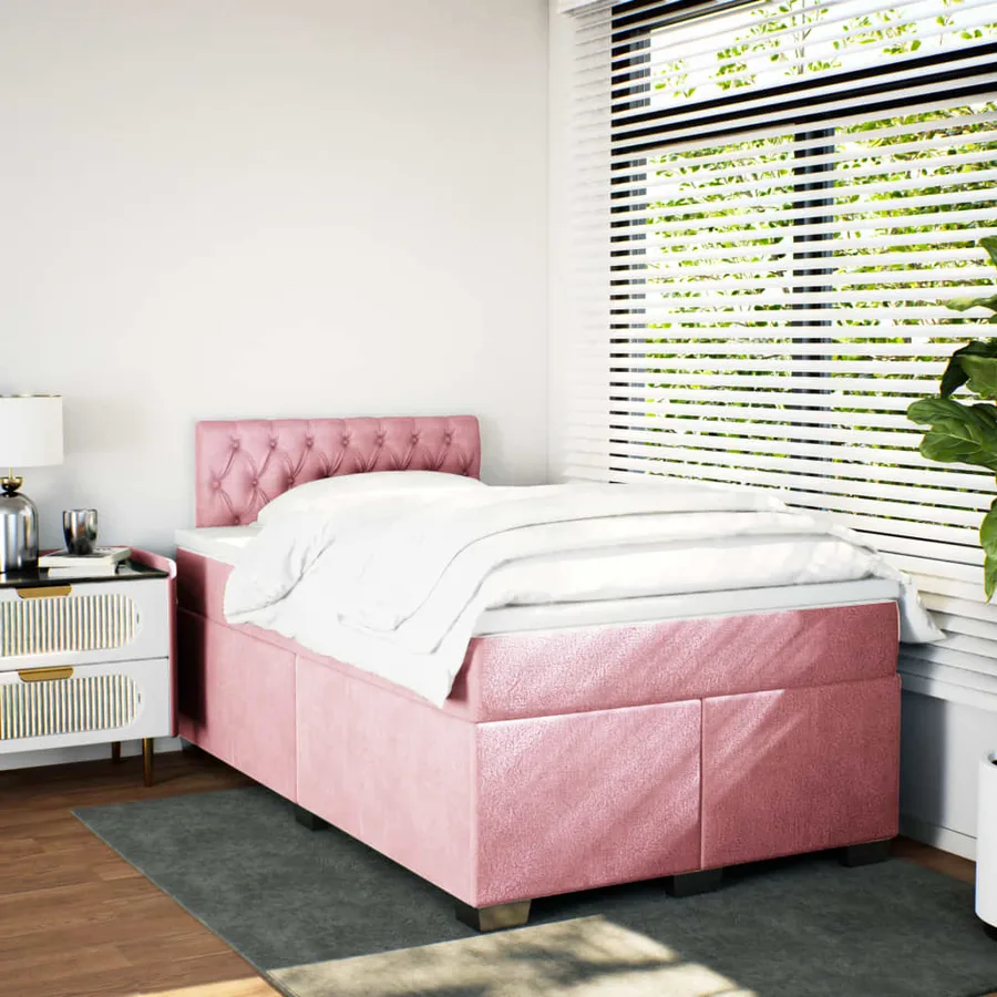 Sommier à lattes de lit avec matelas Rose 120x200 cm Velours - 4