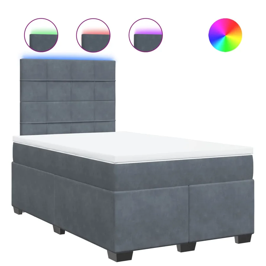 Sommier à lattes de lit et matelas Gris foncé 120x200cm Velours - 2