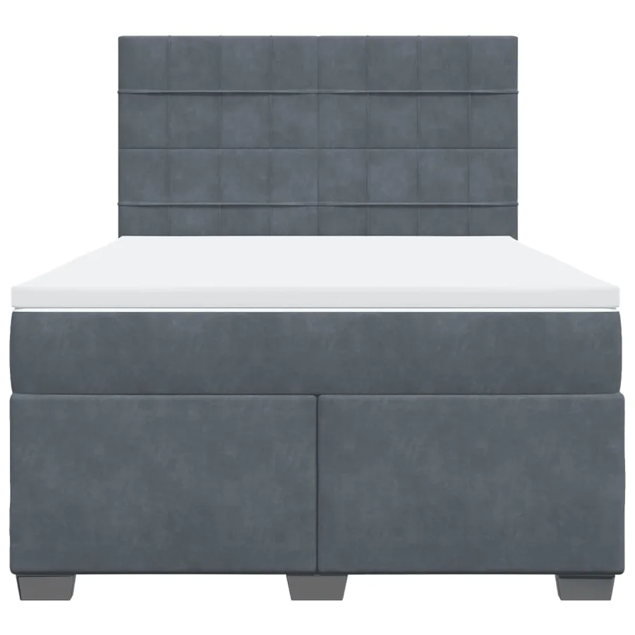 Sommier à lattes de lit et matelas Gris foncé 140x190cm Velours - 6