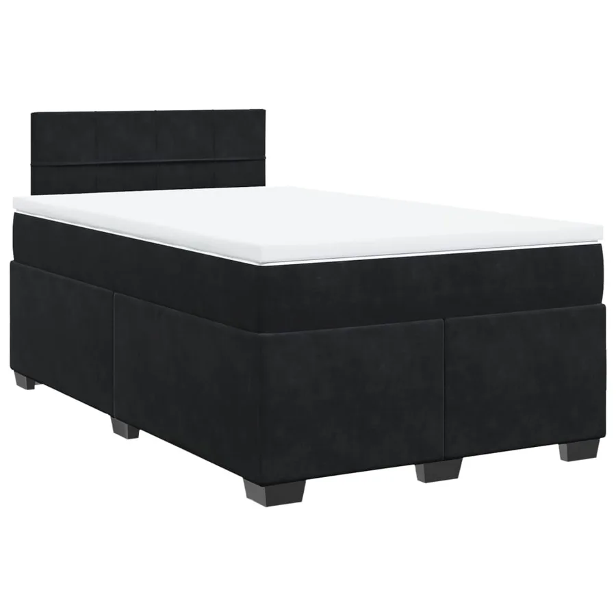Sommier à lattes de lit avec matelas Noir 120x200 cm Velours - 2