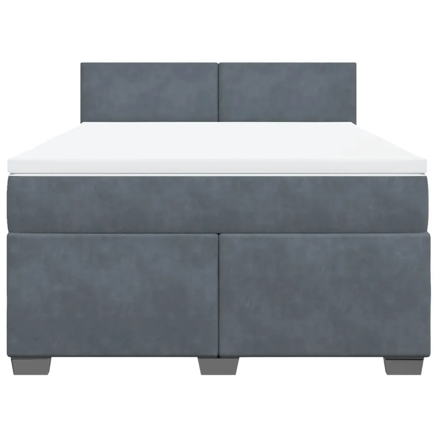 Sommier à lattes de lit et matelas Gris foncé 140x190cm Velours - 4