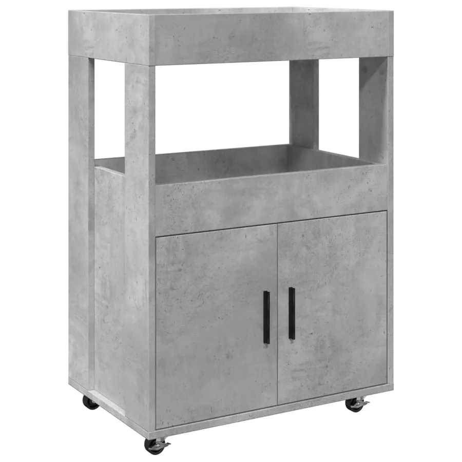 Chariot de bar gris béton 60x39,5x89 cm bois d'ingénierie - 2