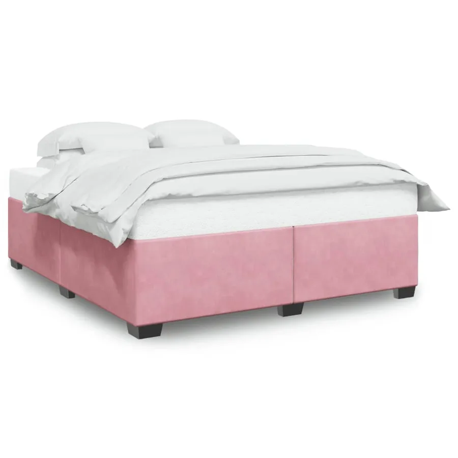 Cadre de lit sans matelas rose 200x200 cm velours - 2
