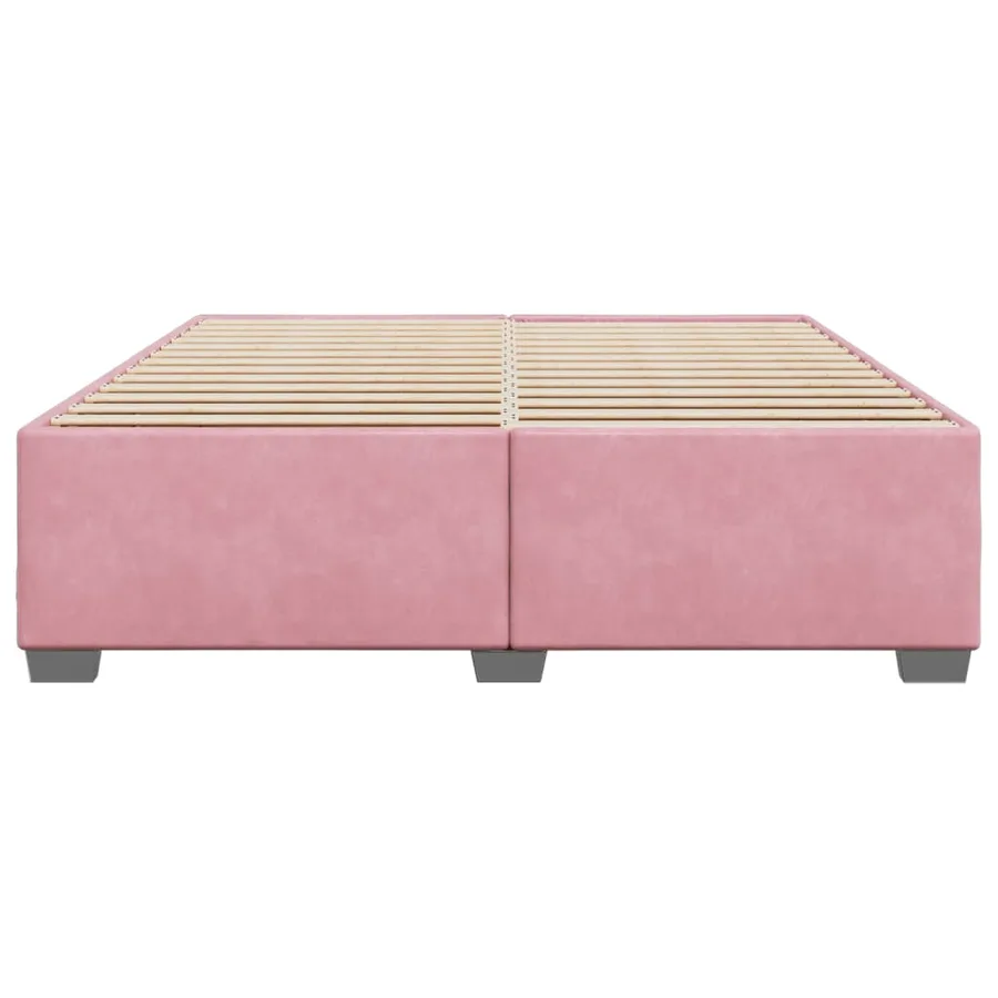 Cadre de lit sans matelas rose 200x200 cm velours - 4