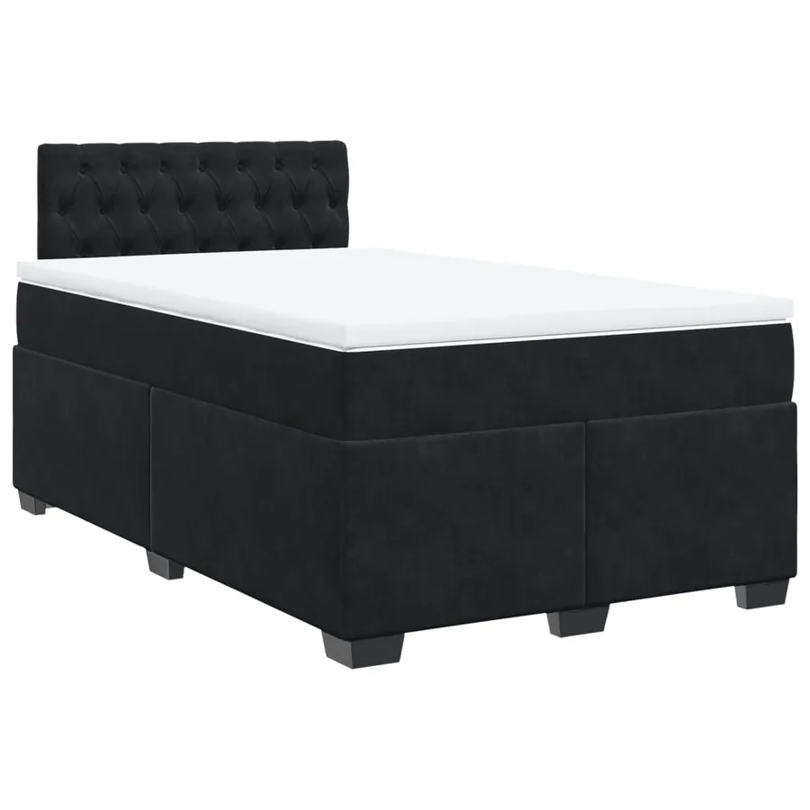 Sommier à lattes de lit avec matelas Noir 120x200 cm Velours - 2