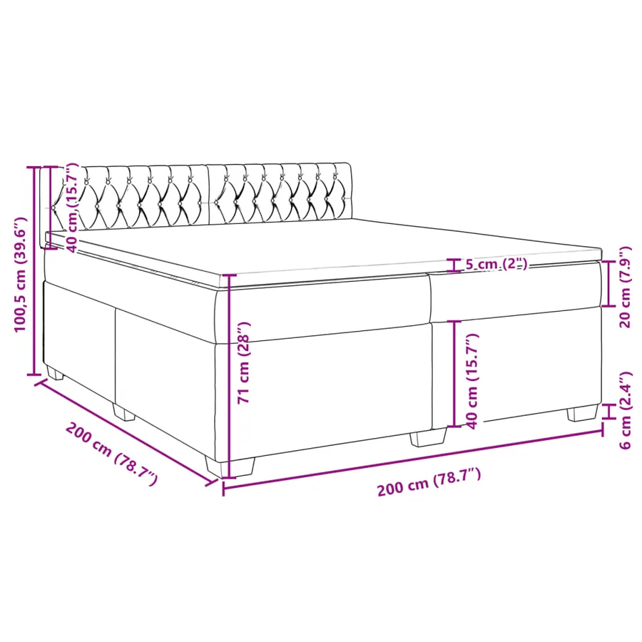 Sommier à lattes de lit avec matelas Rose 200x200 cm Velours - 13