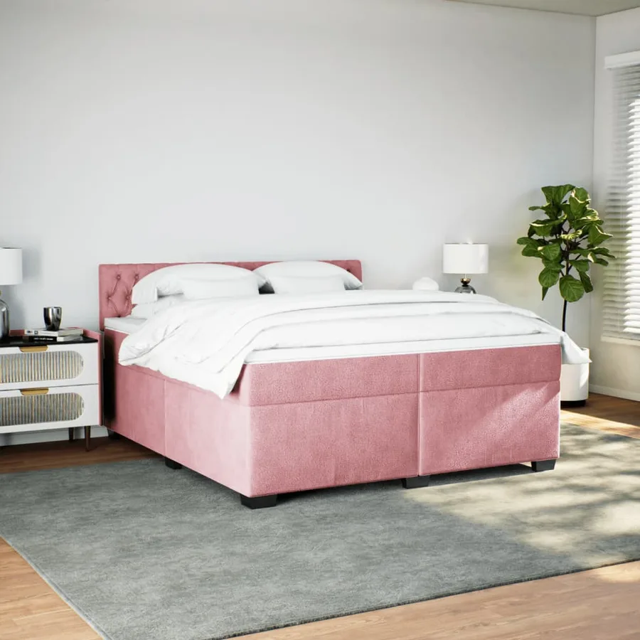 Sommier à lattes de lit avec matelas Rose 200x200 cm Velours - 3