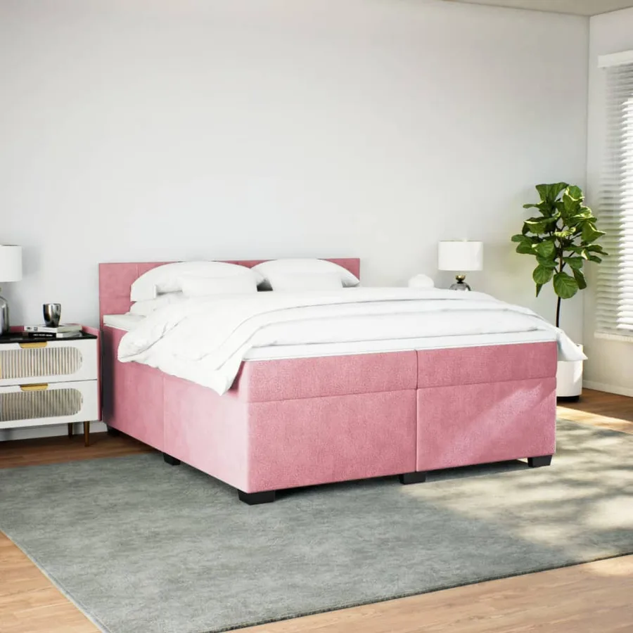 Sommier à lattes de lit avec matelas Rose 200x200 cm Velours - 3