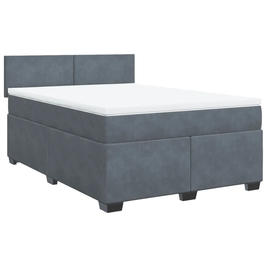 Sommier à lattes de lit et matelas Gris foncé 140x190cm Velours - 3