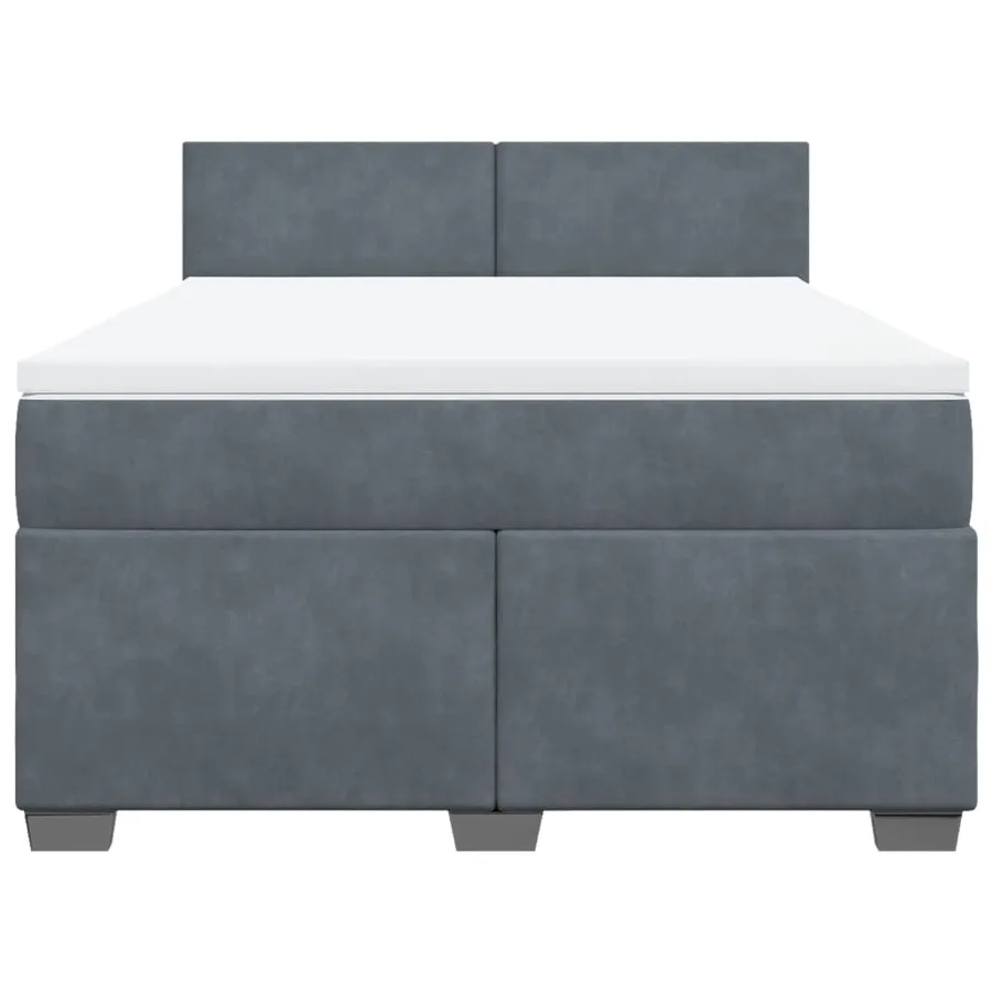 Sommier à lattes de lit et matelas Gris foncé 140x190cm Velours - 6