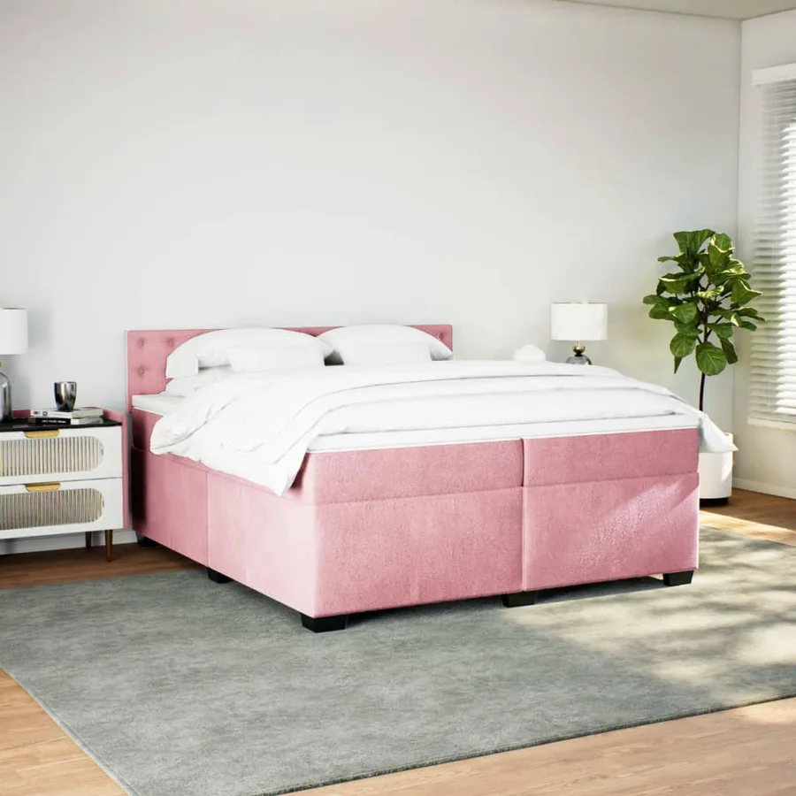 Sommier à lattes de lit avec matelas Rose 200x200 cm Velours - 5