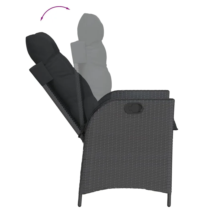 Ensemble à manger de jardin coussins 7pcs Noir Résine tressée - 4