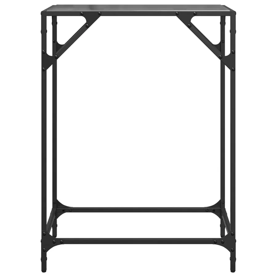 Table console avec dessus en verre noir 60x35x81 cm acier - 4