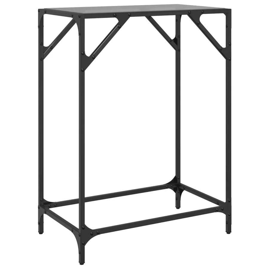 Table console avec dessus en verre noir 60x35x81 cm acier - 6